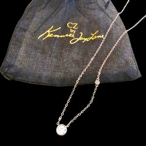 CZ by Kenneth Jay Lane Round Bezel Gold Tone Necklace